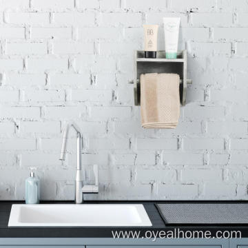 Wooden Wall Paper Towel Holder with Storage Shelf